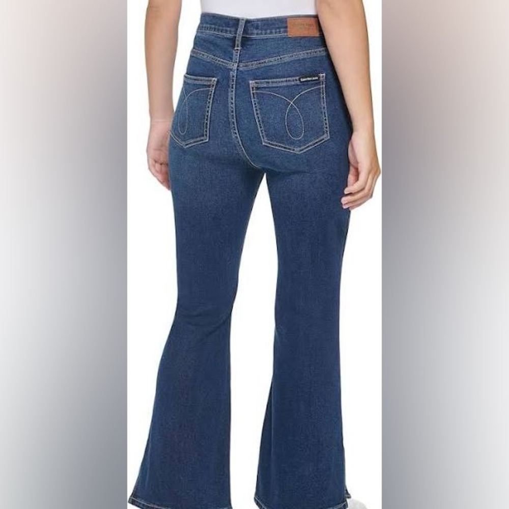 Calvin Klein Flare Denim Jeans Mid-Rise Dark Wash Women’s 2
